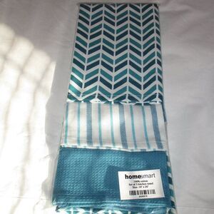 Kitchen Towels Set of 3 Cotton Blue